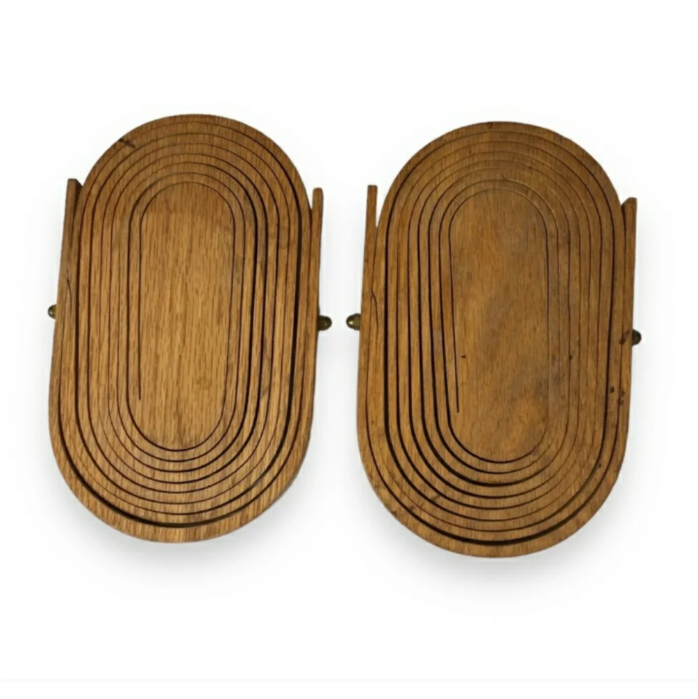 DEEP SPRING STUDIO Handmade Wooden Collapsible Baskets Set of Two